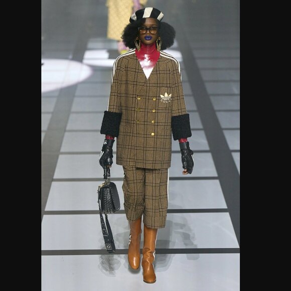 GUCCI BOOTS ADIDAS X KNEE HIGH STRIPE BROWN LEATHER  sz 38 8 US - Picture 3 of 16